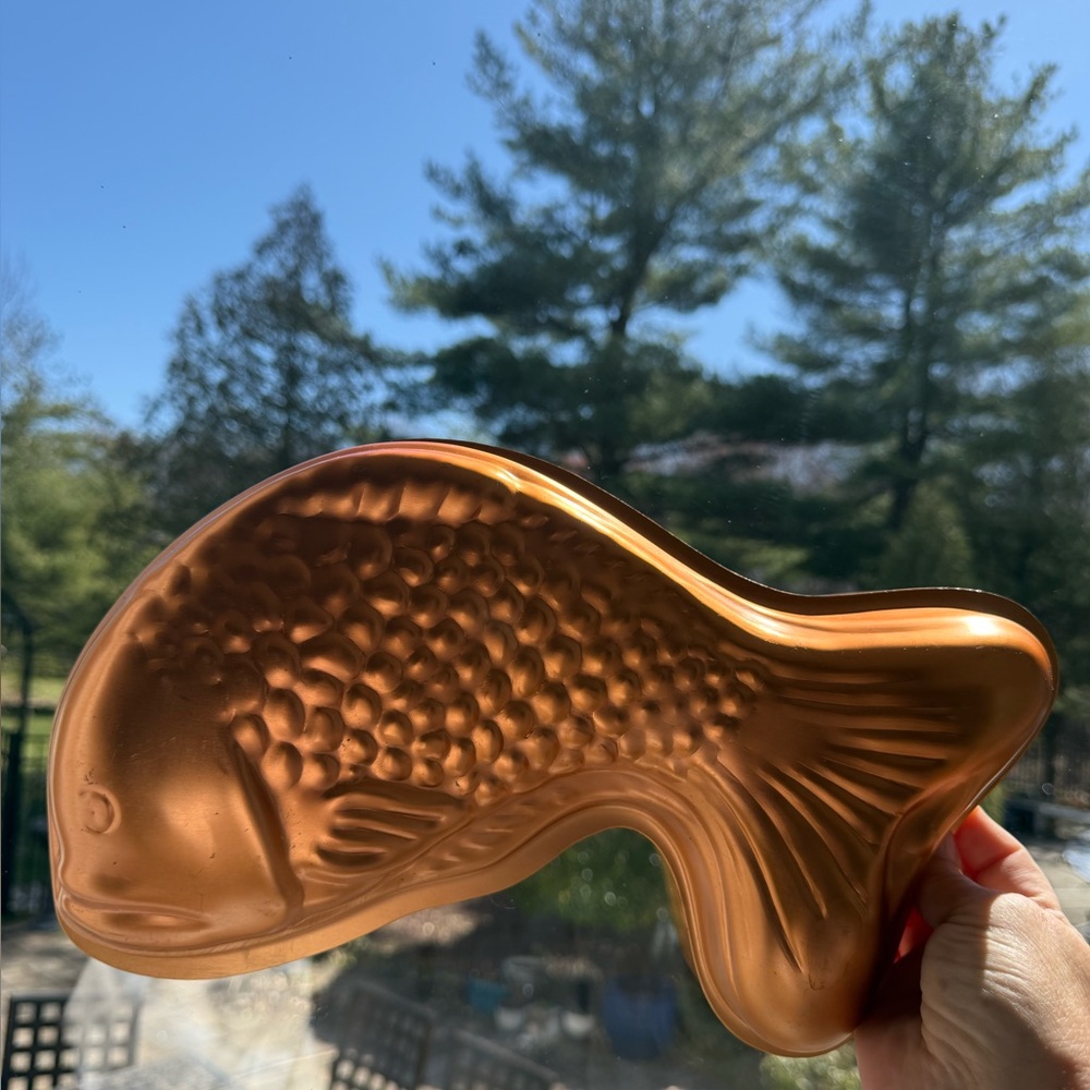 Vintage 60s Copper Plated Fish Mold for Baking and Display